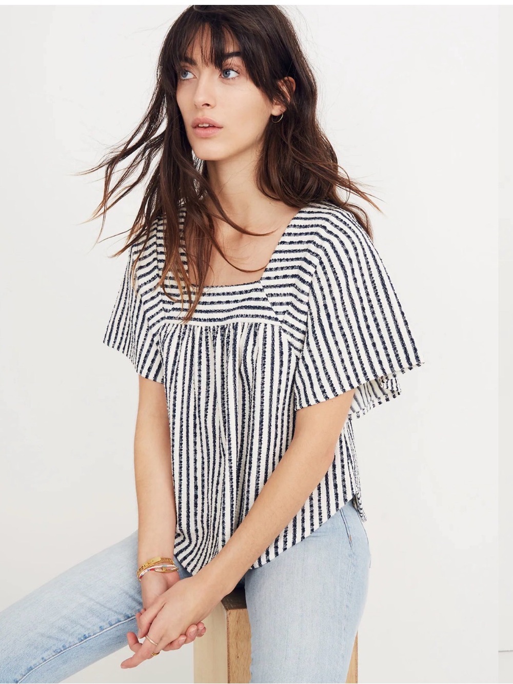 Madewell Texture & Thread Butterfly Top in Isley Stripe | Size XS